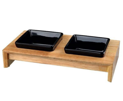 VOERBAK SET | HOUT & KERAMIEK