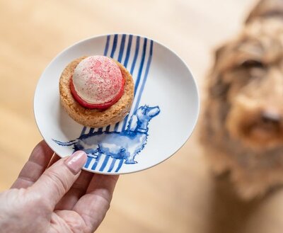 NHAAN DACHSHUND PETIT FOUR SAUCER | DELFTS BLUE