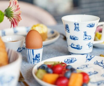 NHAAN DACHSHUND EGG CUP | SET OF 2 | DELFTS BLUE