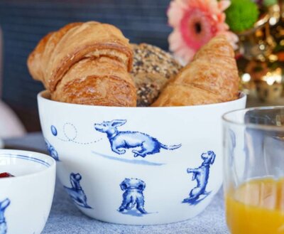 NHAAN DACHSHUND SOUP BOWL | DELFTS BLUE