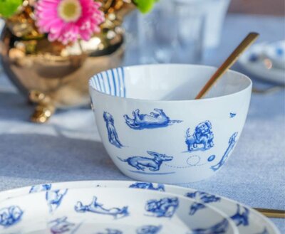 NHAAN DACHSHUND SOUP BOWL | DELFTS BLUE