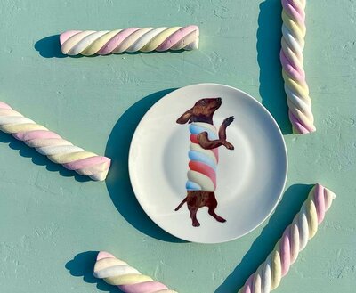 DACHSHUND CASTLE PLATES | SIX PIECES | SWEET WIENERS