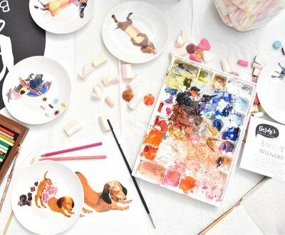 DACHSHUND CASTLE PLATES | SIX PIECES | WIENERFUL TIME