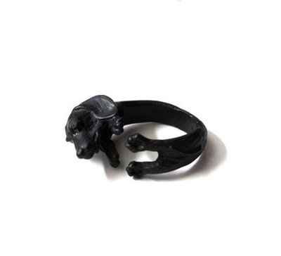 TECKEL RING | ZWART METAAL GEGOTEN