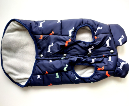 TECKEL JAS MET TECKELS | FLEECE GEVOERD | BLAUW
