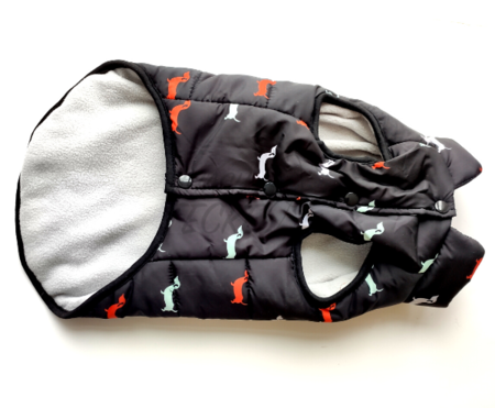 TECKEL JAS MET TECKELS | FLEECE GEVOERD | ZWART