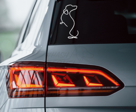ONE LINE TECKEL STICKER | ABSTRACT | WIT