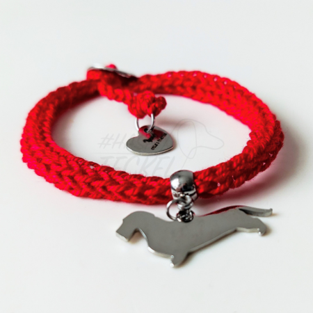 GEBREIDE TECKEL ARMBAND | ROOD | OTTA'S FRIENDS