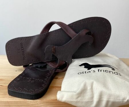 LEREN TECKEL SLIPPERS | DONKERBRUIN