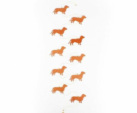 DACHSHUND GARLAND PAPER | BROWN