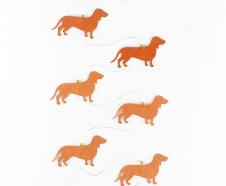 DACHSHUND GARLAND PAPER | BROWN