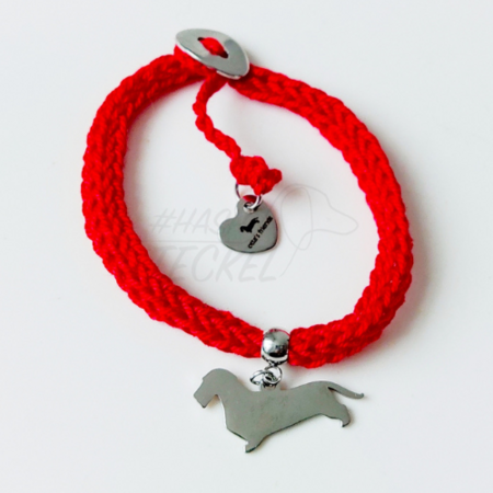 GEBREIDE TECKEL ARMBAND | ROOD | OTTA'S FRIENDS