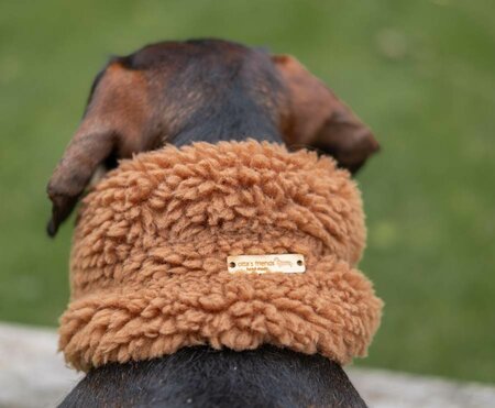 DACHSHUND TURTLENECK SCARF | TEDDY FLEECE | BROWN