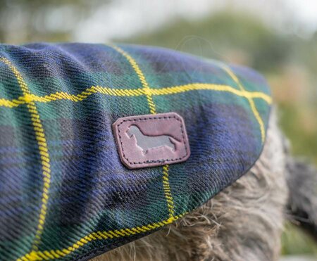 DACHSHUND FLEECE COAT| FLEECE LINED | TARTAN BLUE